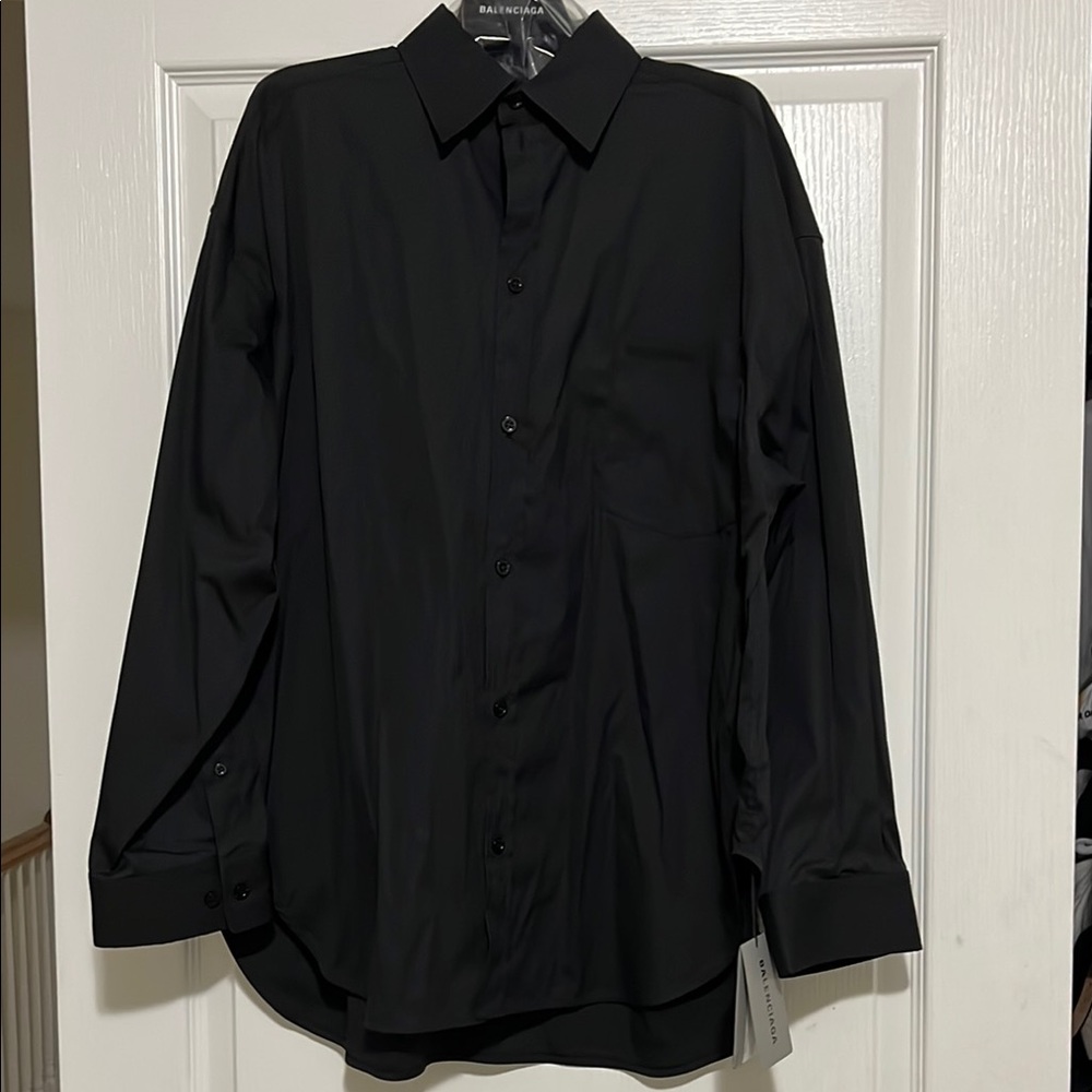 Balenciaga Black Dress Shirt Elegant Business Attire